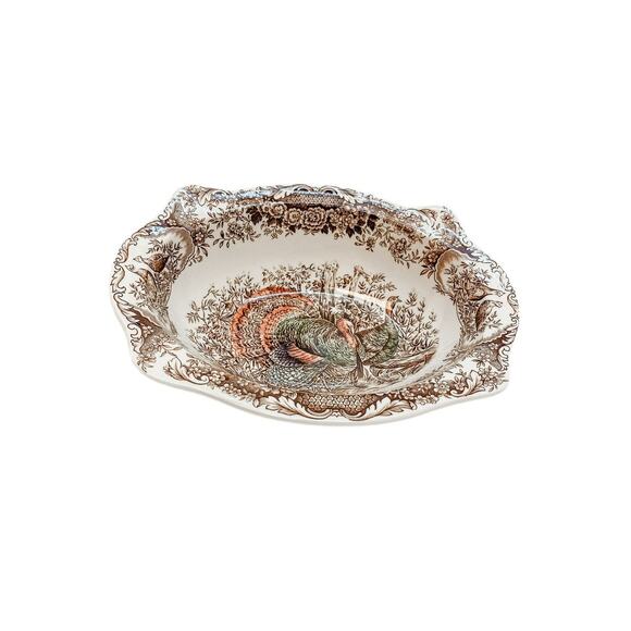 Vintage Johnson Bros Wild Turkeys Native American Windsor Ware Vegetable Bowl - Picture 3 of 6